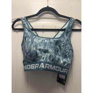 NWT Under Armour Women’s DFO Cross Back Mid Printed Sporty Bra Size XL Green